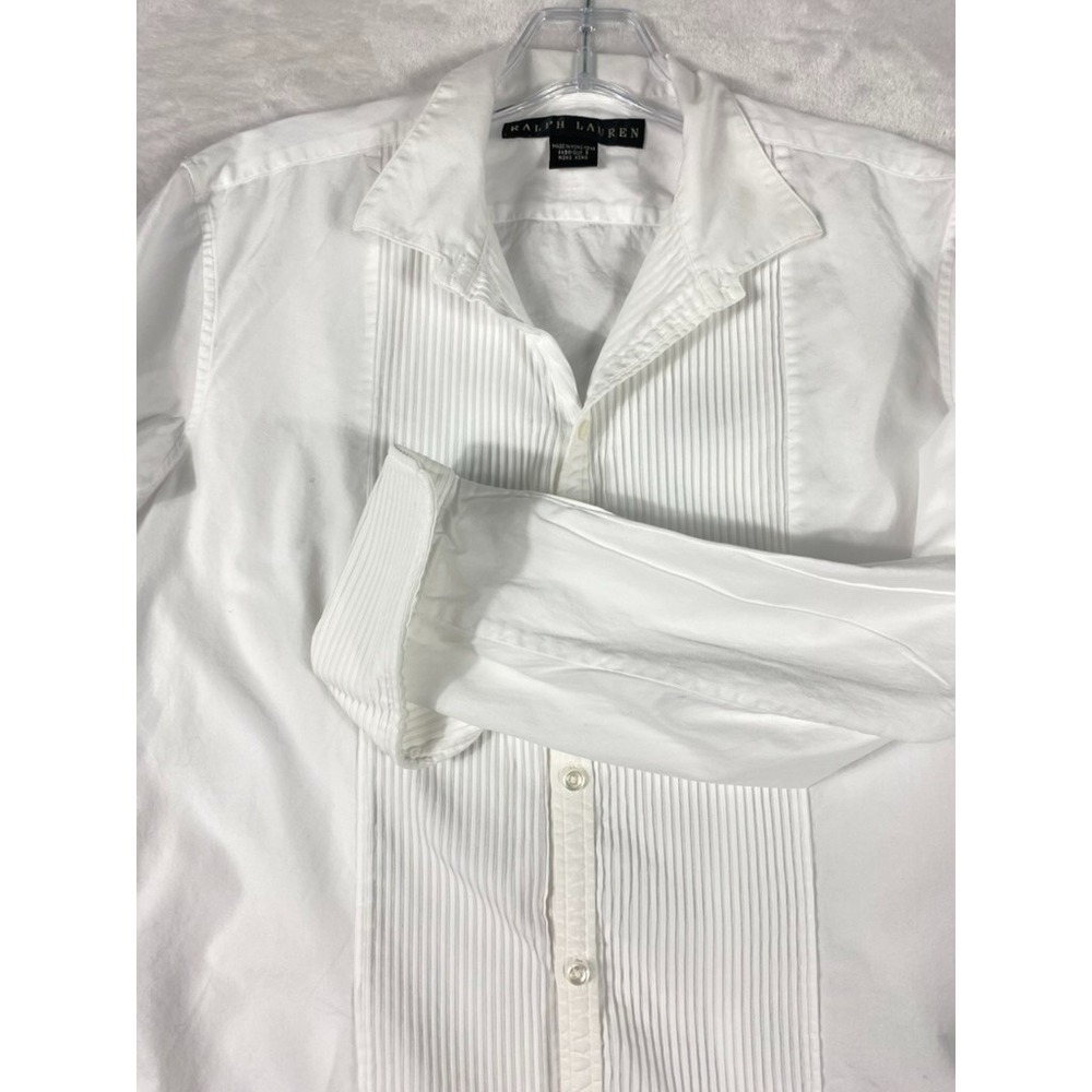 Ralph Lauren Black Label Shirt Women Sz 10 White Pleats Old Money Quiet Luxury - Picture 2 of 14